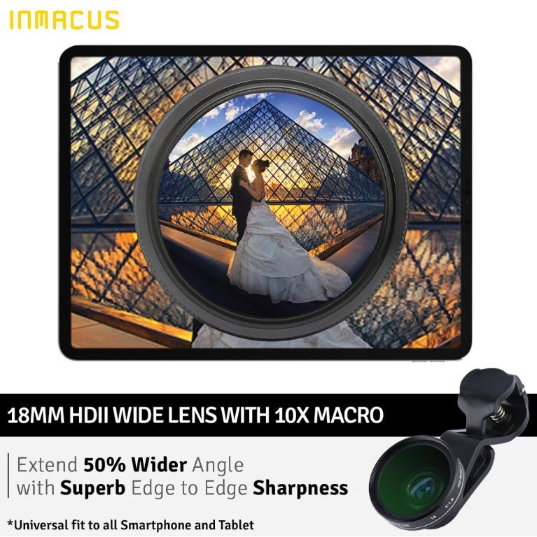 Inmacus Universal 18mm HDII PRO Wide Macro Lens for Tablet Smartphone Laptop Desktop