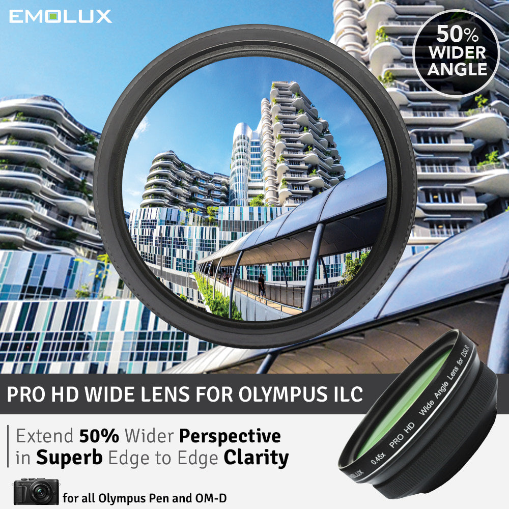 [For Olympus PEN & OM-D] Emolux PRO HD Scenic 0.45x ULTRA Wide Converter Mirrorless Lens (37mm)