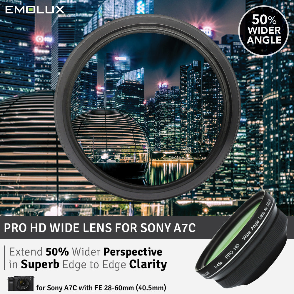 [For Sony A7C] Emolux PRO HD Scenic 0.45x ULTRA Wide Converter Mirrorless Lens (40.5mm)