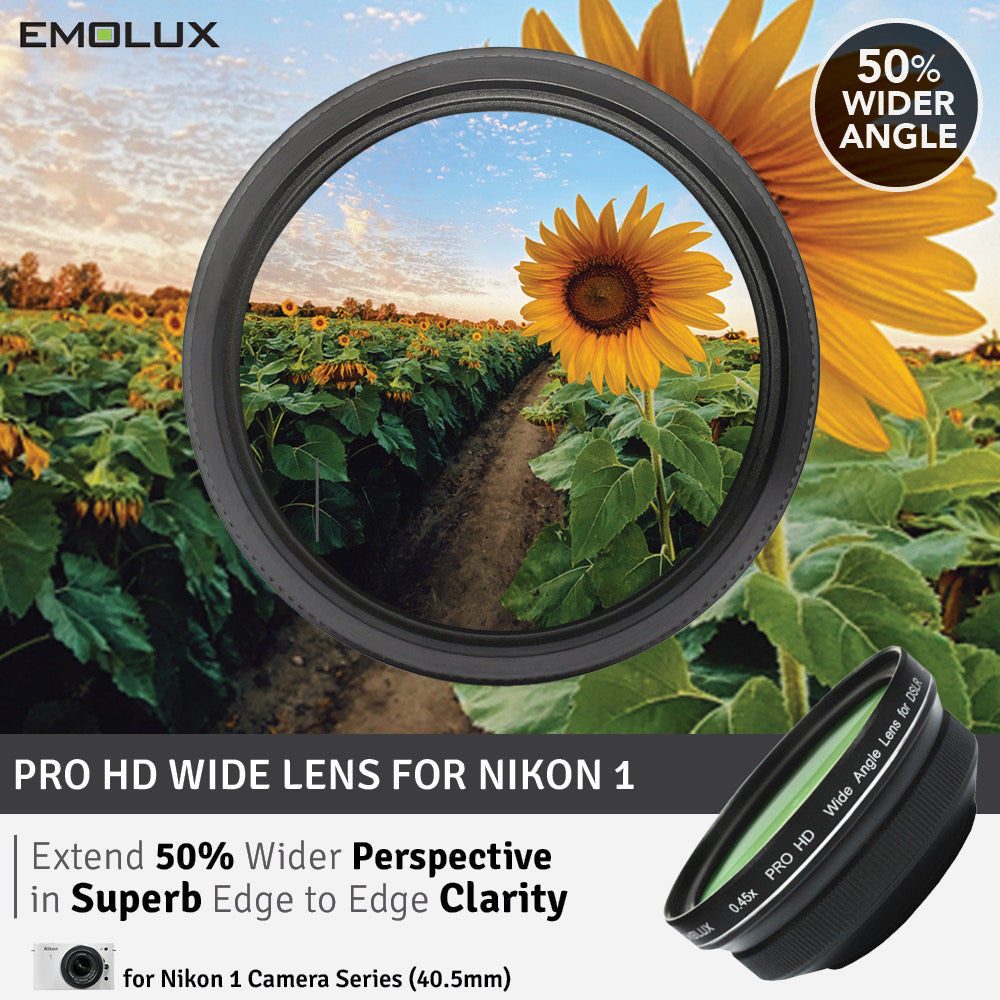 [For Nikon 1] Emolux PRO HD Scenic 0.45x ULTRA Wide Converter Mirrorless Lens (40.5mm)