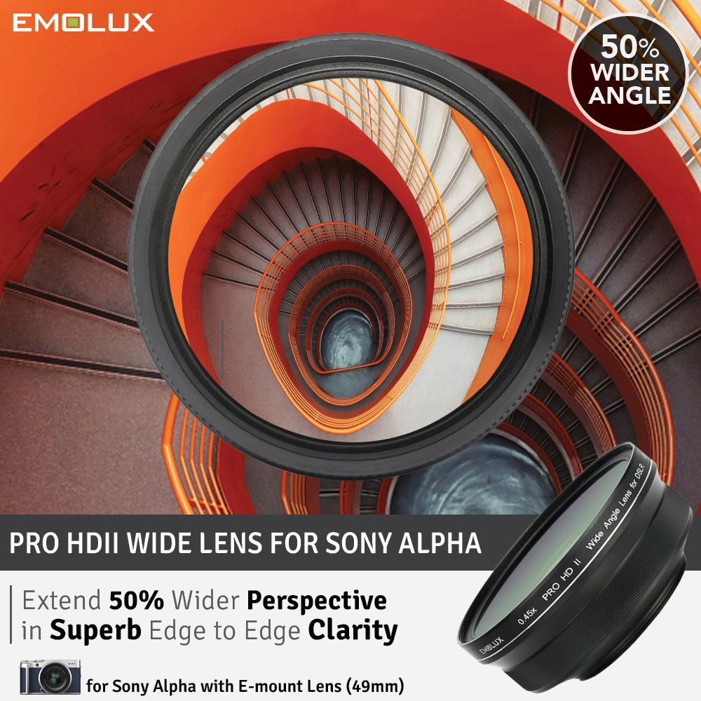 [For Sony Alpha] Emolux PRO HDII Scenic 0.45x ULTRA Wide Converter Mirrorless Lens (49mm)