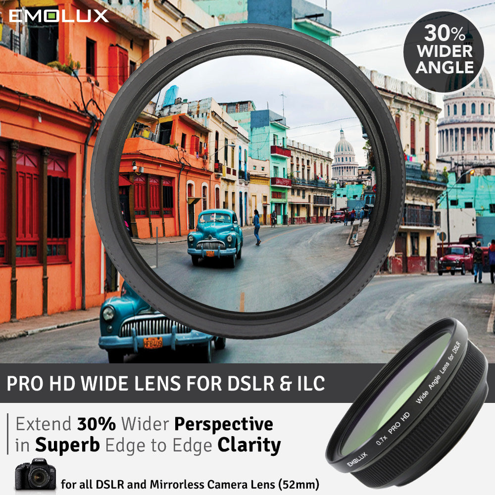 [For DSLR] Emolux PRO HD Scenic 0.7x Wide Converter DSLR Camera Lens (52mm)
