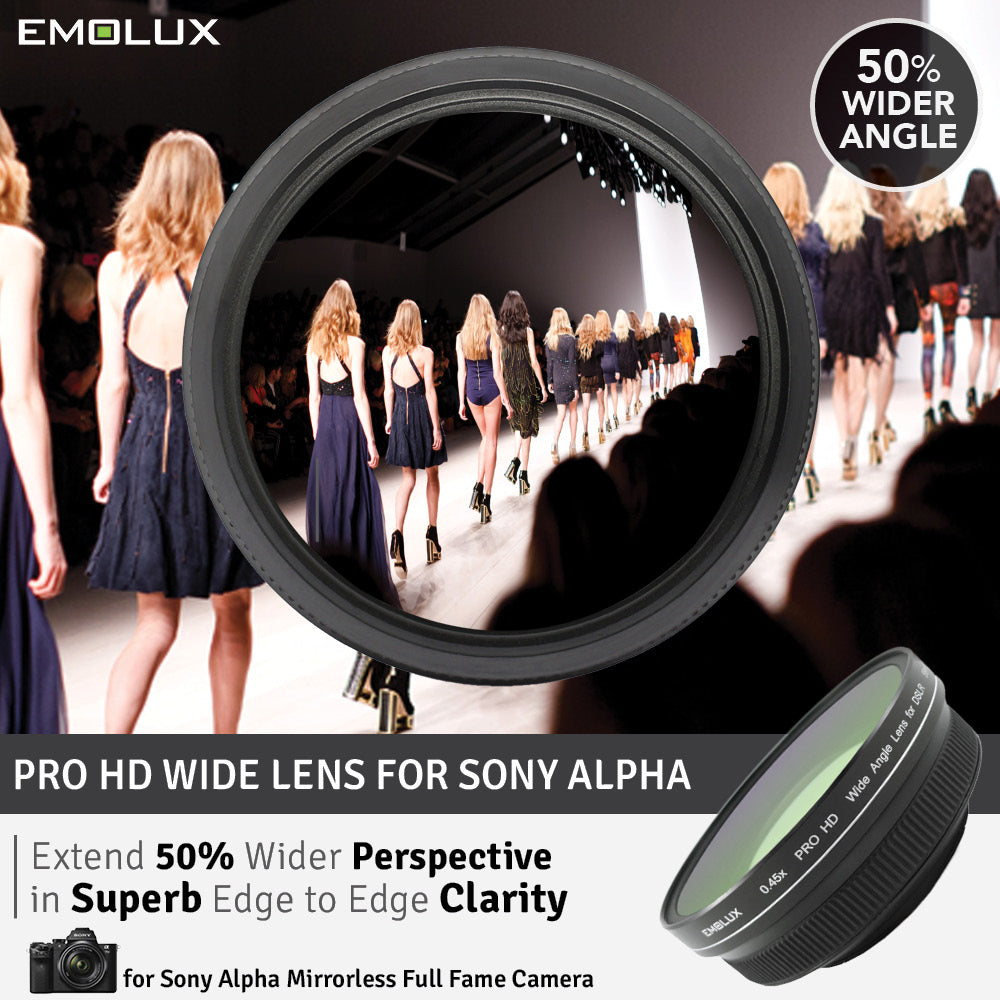 [For Sony Alpha] Emolux PRO HD Scenic 0.45x Ultra Wide Converter Lens for A7 A6000 series (55mm)