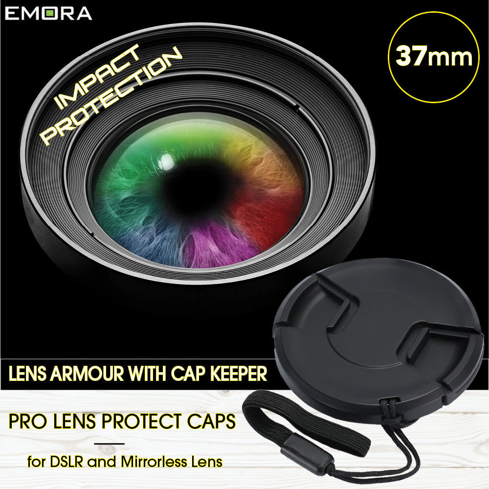 Emora PRO Impact Centre Clip Protection Lens Cap with elastic band cap keeper