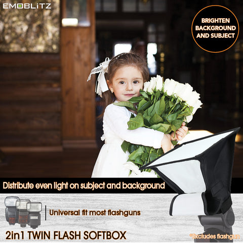 Emoblitz Universal 2 in 1 Twin Flash Softbox for external speedlight flash
