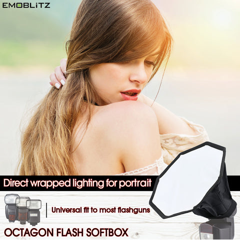 Emoblitz Universal Octagon Flash Softbox for external hotshoe speedlight flash