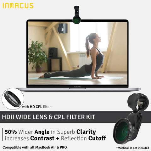 [For iMac MacBook iPad] Inmacus HDII PRO Video Conference Wide Lens with 10x Macro and CPL Kit