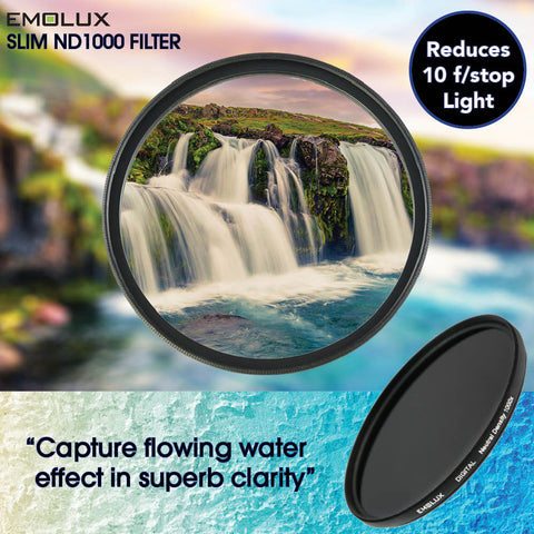 Emolux Digital SLIM ND1000 Neutral Density Optical Glass Camera Lens Filter