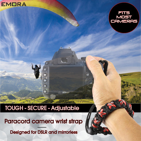 Emora TOUGH Universal Cross Triple Stitched Paracord Wrist Camera Strap for Mirrorless and DSLR