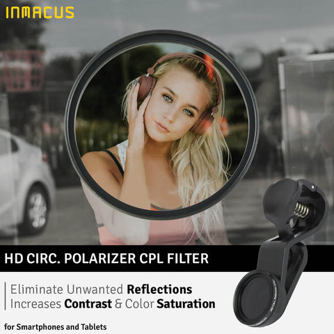 Inmacus Universal HD Circ. Polarizer CPL Optical Glass Filter for Smartphone and Tablet
